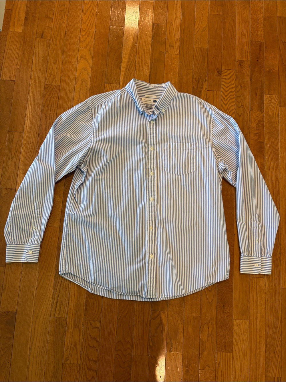 Old Navy Blue and White Striped Button-Down Shirt size XL